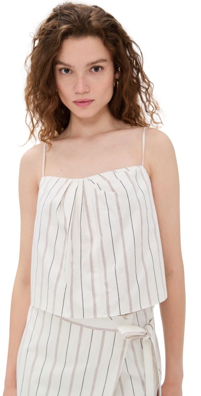 Vince Seedling Stripe Draped Front Tank Off White/Marigold