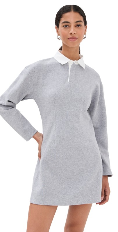 JW Anderson Long Sleeve Polo Dress Mid Grey Melange