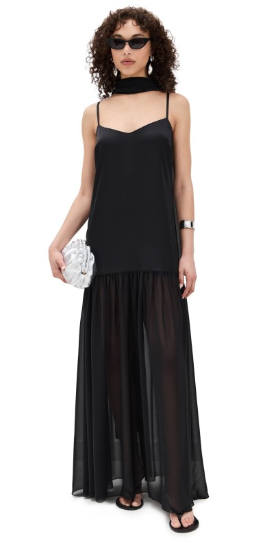 Show Me Your Mumu Dalia Maxi Dress Black Luxe Satin