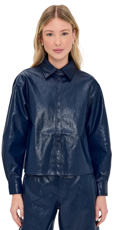 Hunter Bell Vail Faux Leather Jacket Dark Navy