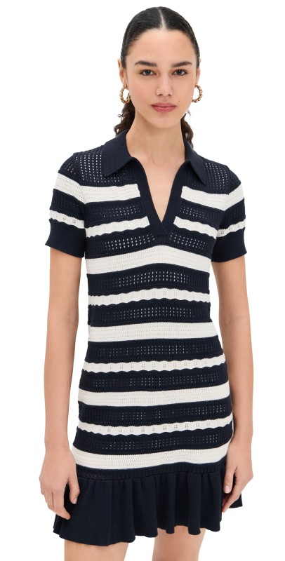 Cinq à Sept Clementine Knit Polo Dress Navy/Ivory
