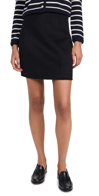 Alex Mill Naomi Mini Skirt in Doubleface Wool Black