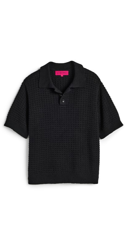 The Elder Statesman Nora Lite Check Unisex Polo Black