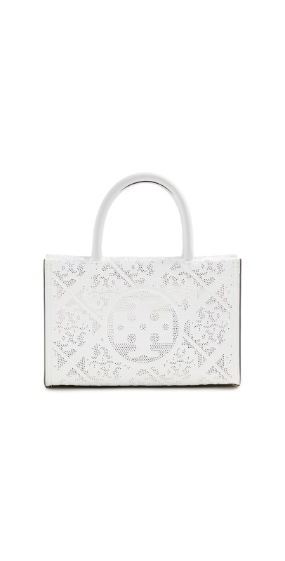 Tory Burch Ella Bio Perforated Mini Tote Blanc