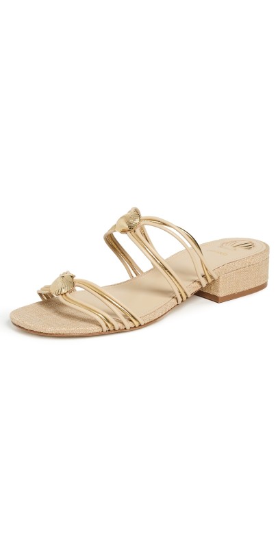 Larroudé Shelly Flat Mules Gold