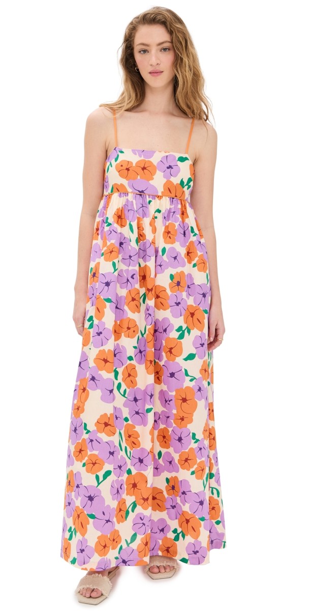 English Factory Print Empire Waist Maxi Dress Multi