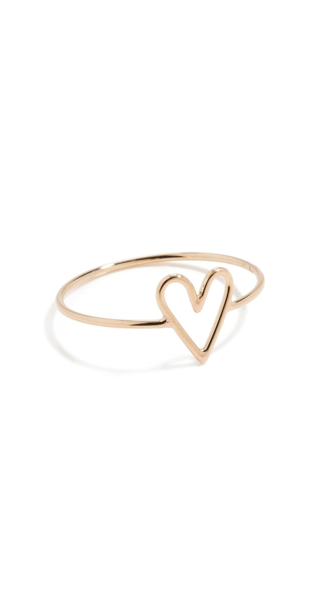Zoe Chicco 14k Gold Tiny Open Heart Vertical Ring 14k Yellow Gold