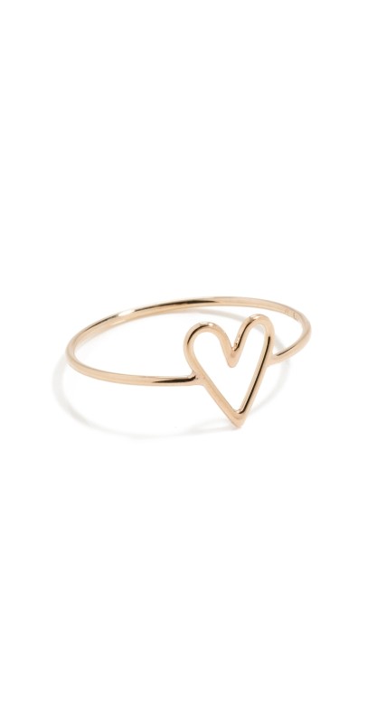 Zoe Chicco 14k Gold Tiny Open Heart Vertical Ring 14k Yellow Gold