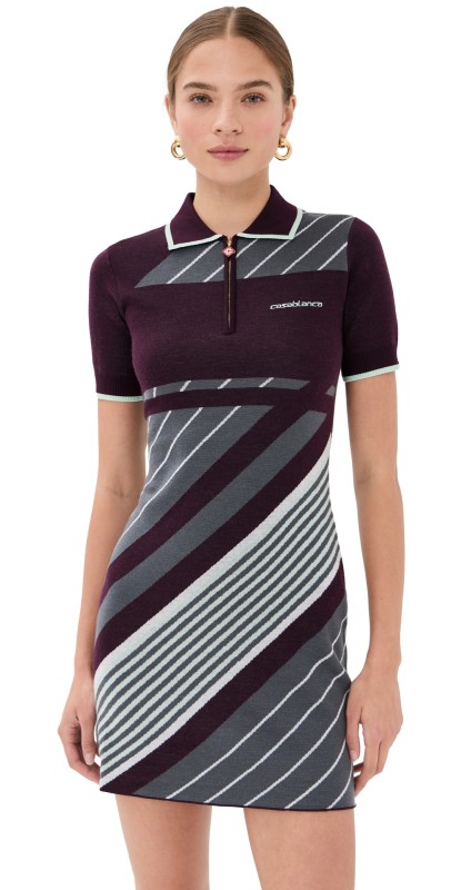 Casablanca Diagonal Sporty Dress Merino Aubergine