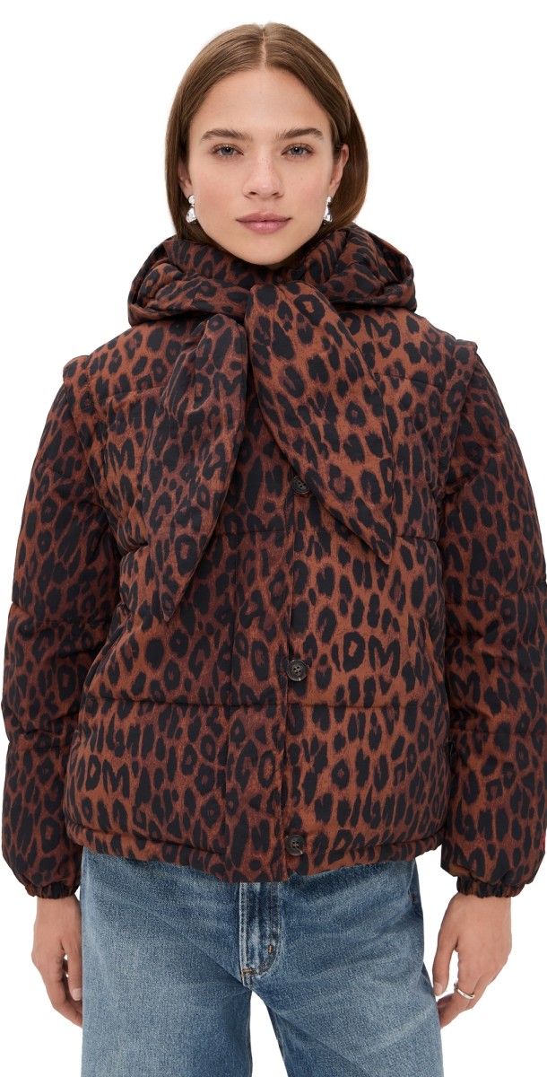 Damson Madder Pearl Puffer Jacket Leopard