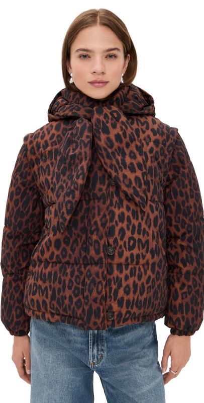 Damson Madder Pearl Puffer Jacket Leopard