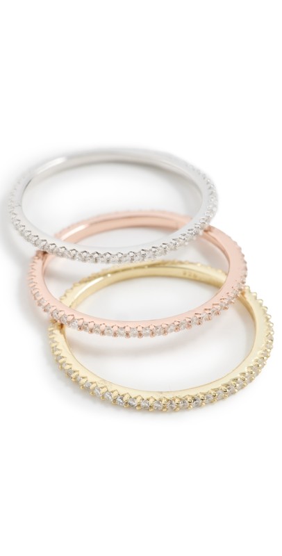 SHASHI Trinity Ring Set Gold/Silver/Rose Gold