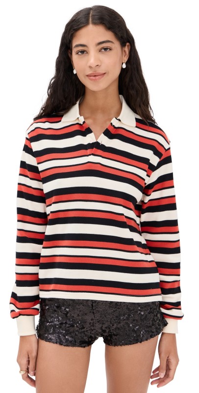 Lioness Leisure Long Sleeve Polo Red Multi