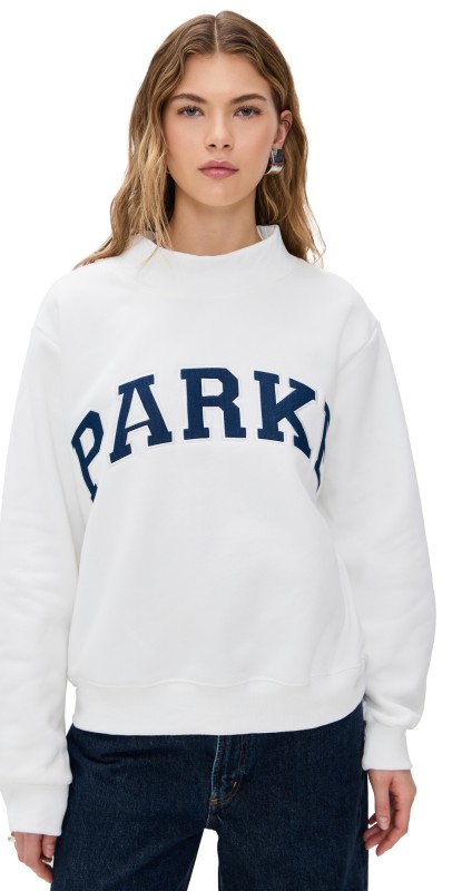 PARKE Varsity Mock Neck Sweatshirt White