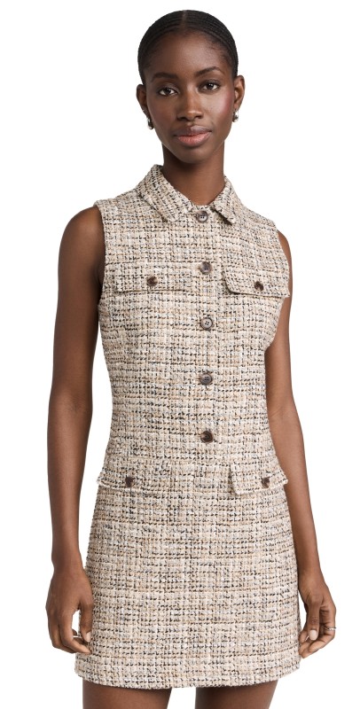 Theory Sleeveless Military Mini Dress Wheat Multi