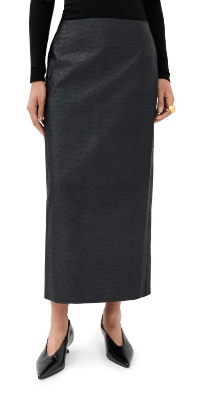 Róhe Ostrich Satin Column Skirt Black