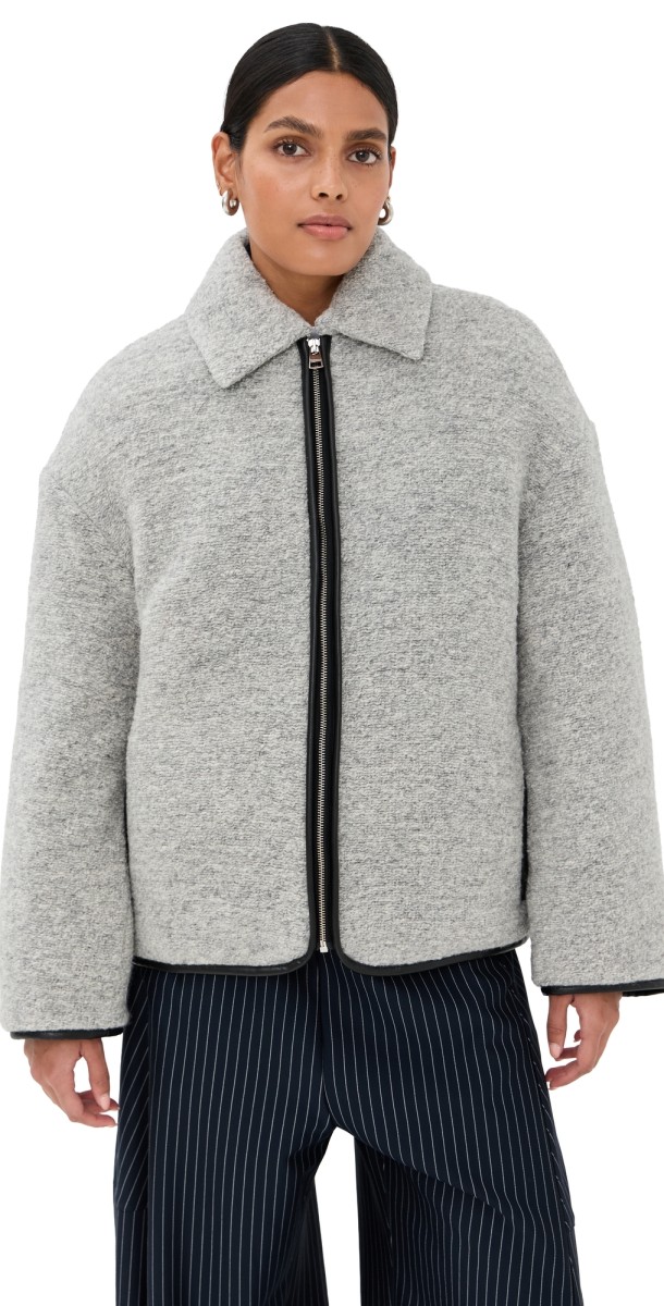 JW Anderson Contrast Trim Casual Jacket Light Grey Melange