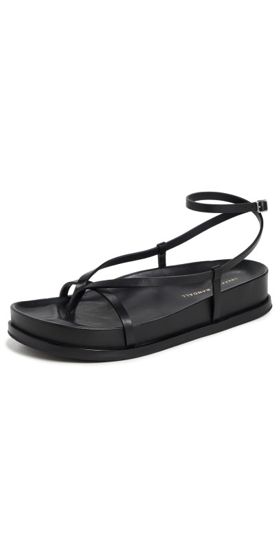 Loeffler Randall Ankle Wrap Footbed Sandals Black