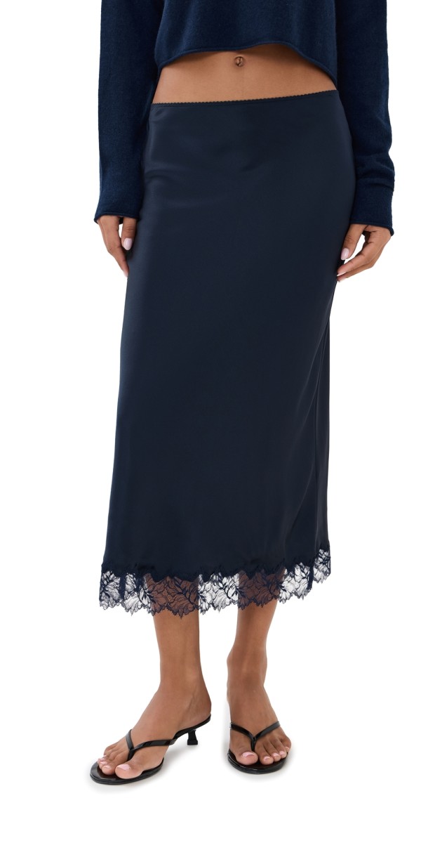 Sablyn Miranda Lace Pull On Skirt Midnight Navy