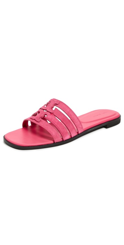 Tory Burch Ines Cage Slides Fuchsia Pink