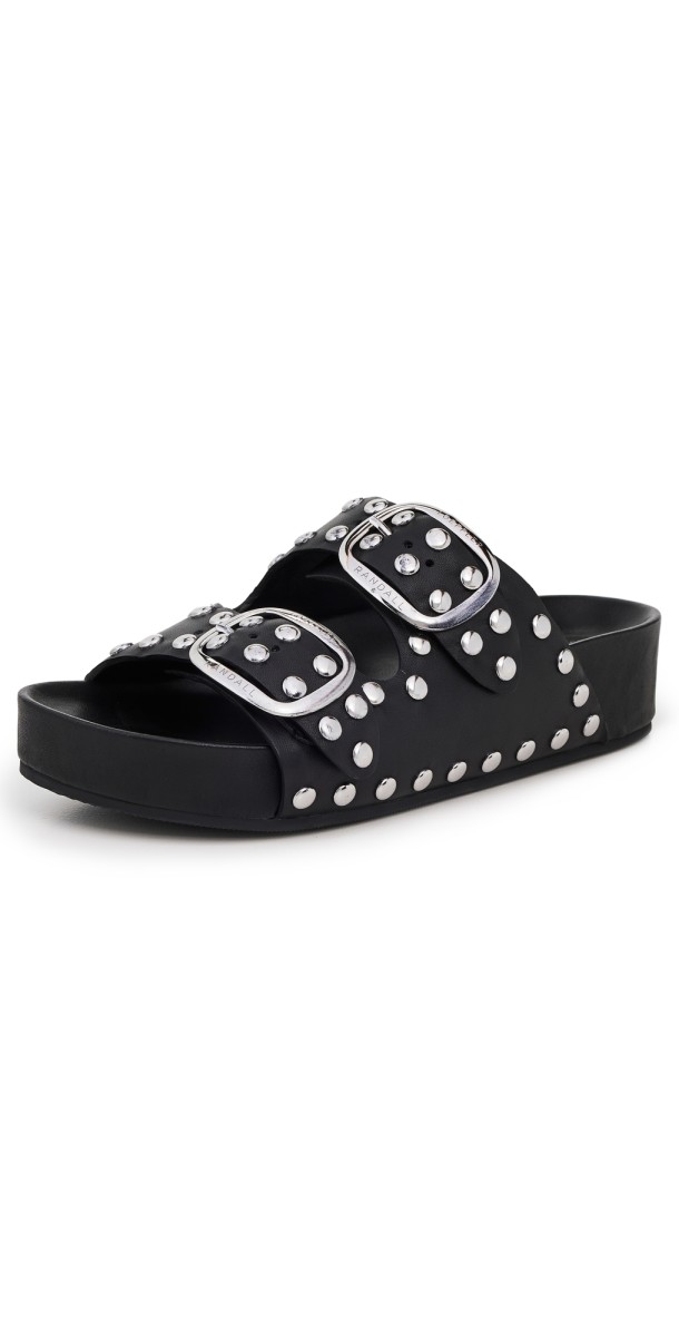 Loeffler Randall Jack Two Band Sandals Black/Silver