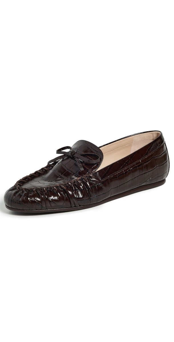 Stuart Weitzman Britt Bow Loafers Walnut