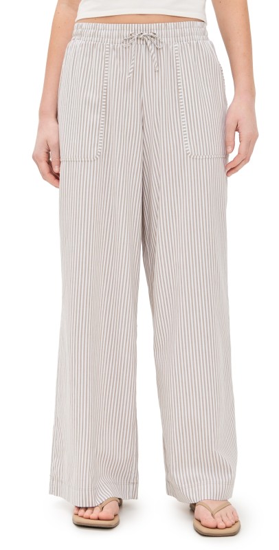 Splendid x Cella Jane Poplin Stripe Pants Wood/White