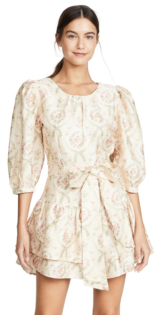 LoveShackFancy Pearla Dress Rose Hemp