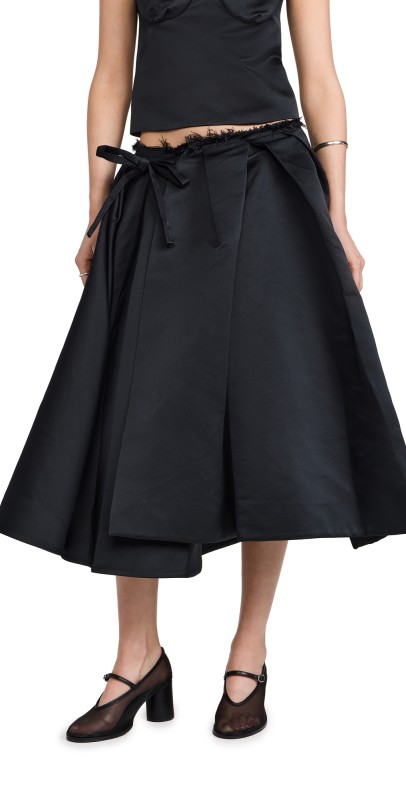 SHUSHU/TONG Irregular Pleated Skirt Black