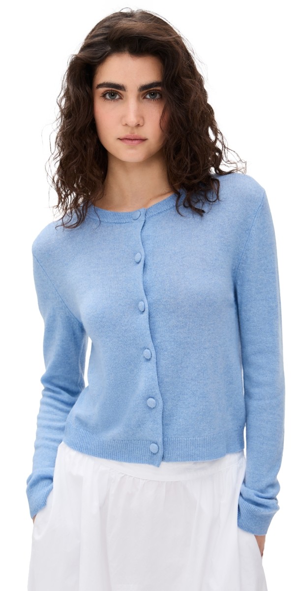 Velvet Velvet x Cleo Wade Chrichet Cashmere Cardigan Sky
