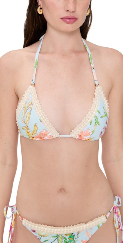 PQ Swim Kyle Crochet Trim Triangle Bikini Top Floret