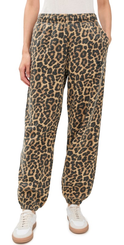 ANINE BING Karter Joggers Framed Monogram Leopard