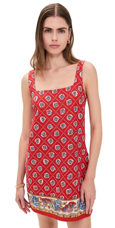 WAYF Eden Mini Dress Red Scarf