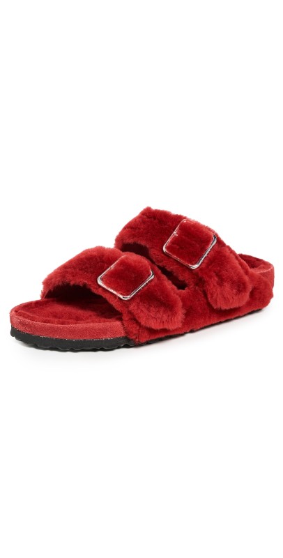 Birkenstock 1774 Arizona Shearling Sandals Red