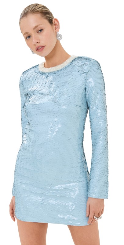 Self Portrait Blue Sequin Mini Dress Blue