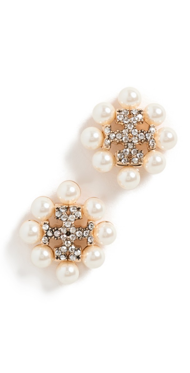 Tory Burch Kira Pearl Stud Earrings Tory Gold/Pearl/Crystal