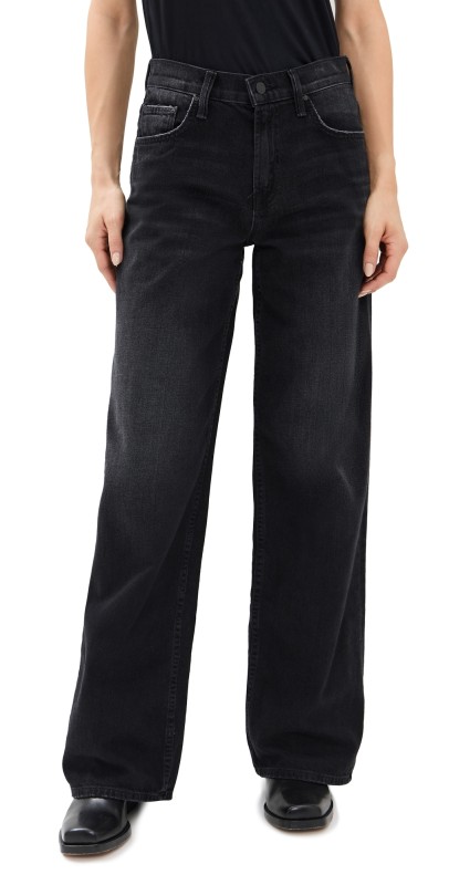 MOTHER The Spinner Zip Sneak Jeans Black Magic