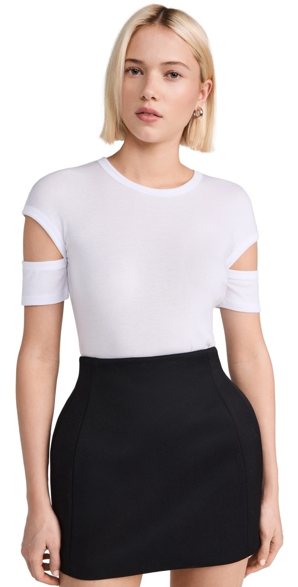 Helmut Lang Slash Shrunken Soft Tee Optic White