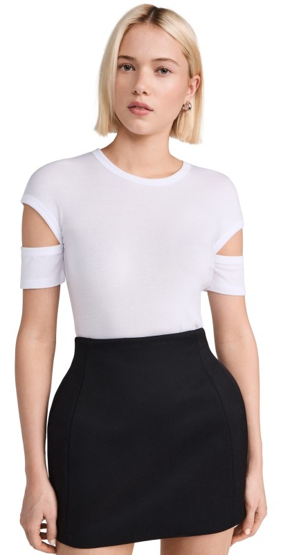 Helmut Lang Slash Shrunken Soft Tee Optic White