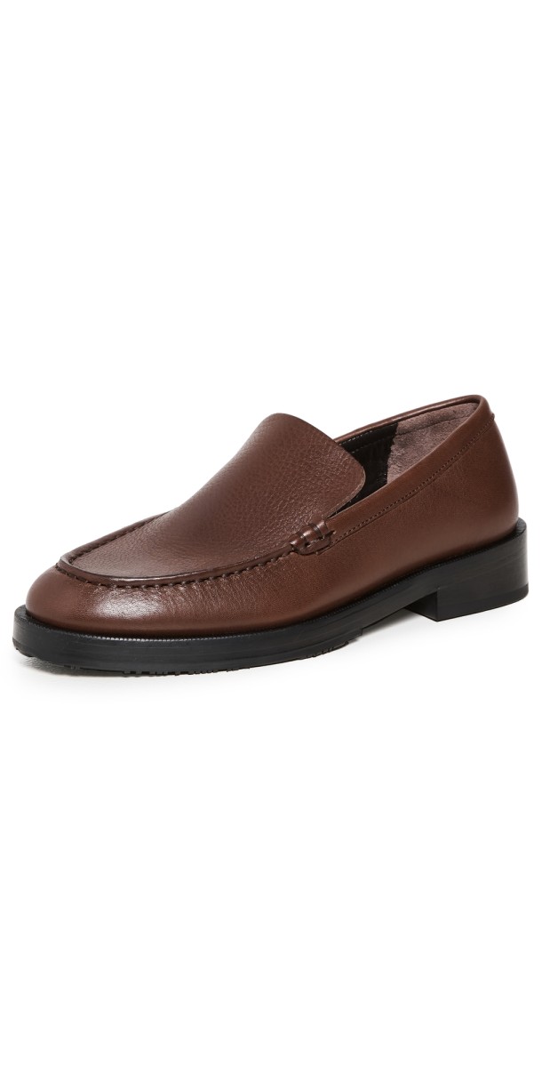 BY FAR Rafael Sequoia Leather Loafers Sequoia