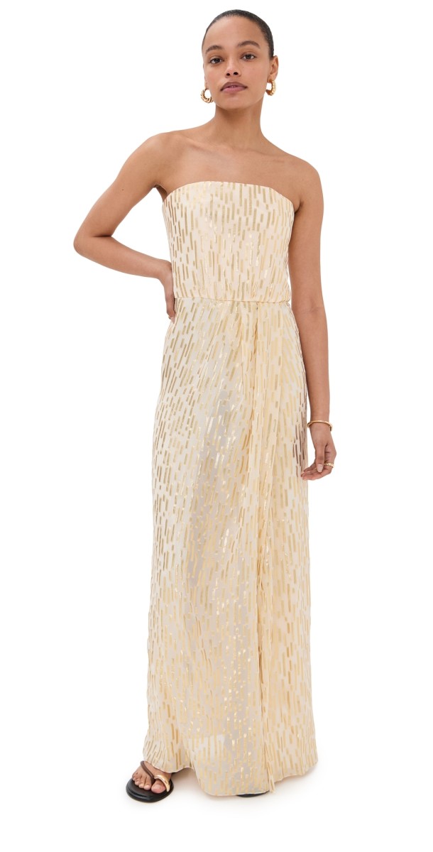 Johanna Ortiz El Bohemio Maxi Dress LUREX ECRU/GOLD