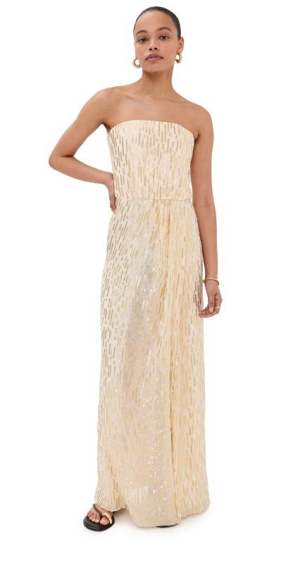 Johanna Ortiz El Bohemio Maxi Dress LUREX ECRU/GOLD