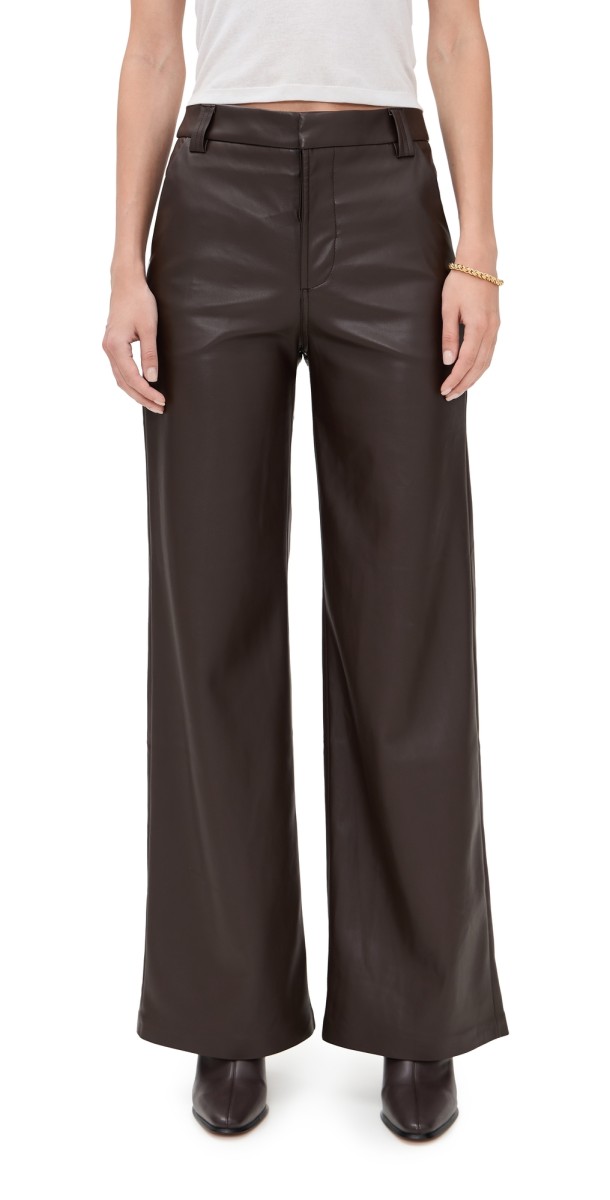 Joe's Jeans The Mia Vegan Leather Trousers Dark Chocolate