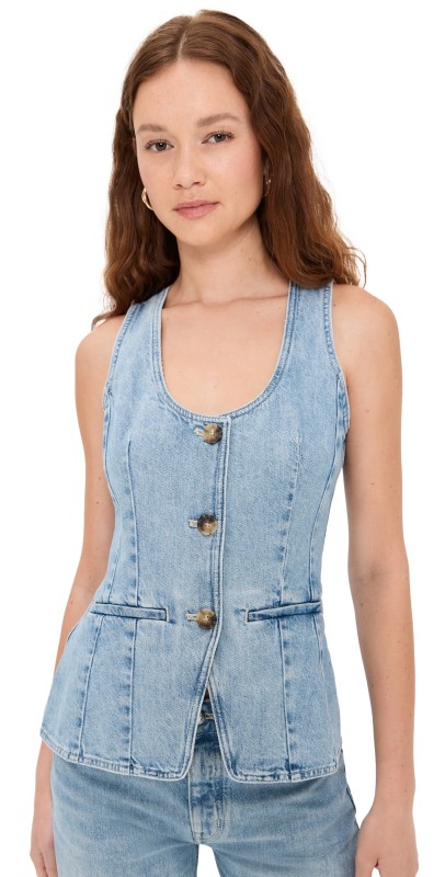 Madewell Denim Scoop Neck Vest In Edmonson Wash Edmonson Wash
