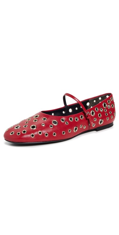 Tory Burch Eyelet Mary Jane Ballet Flats Tory Red/Silver