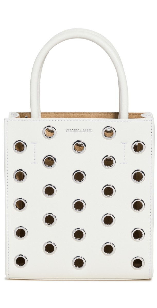 Veronica Beard Small Grommet Shopper Tote Off White/Silver
