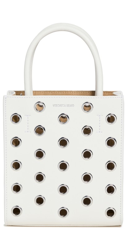 Veronica Beard Small Grommet Shopper Tote Off White/Silver