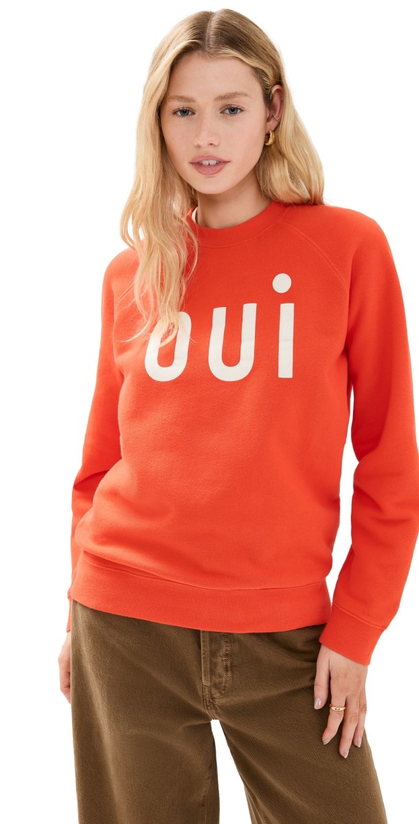 Clare V. Oui Sweatshirt Blood Orange w/ Cream Oui