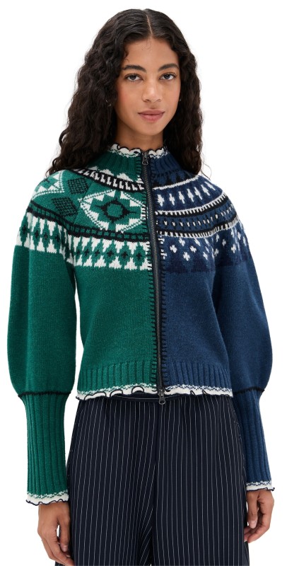 Sea Linea Fair Isle Zip Front Cardigan Multi