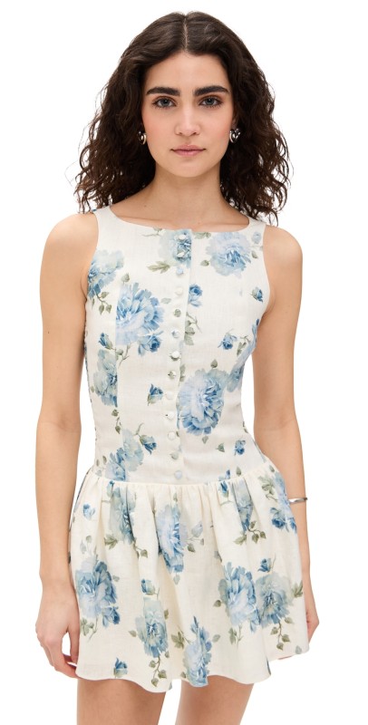 FAITHFULL Blair Mini Dress Cecile Floral/Pale Blue
